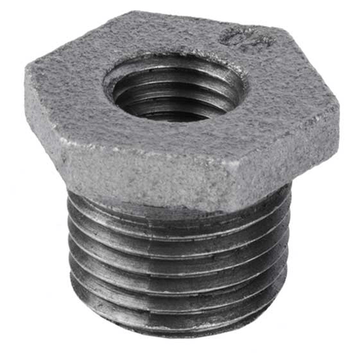 Pipe Fittings - Hex Bushing: 1-1/4" x 1/2" Class 150 Black Malleables Iron Pipe - Bushings (5/Pkg.)