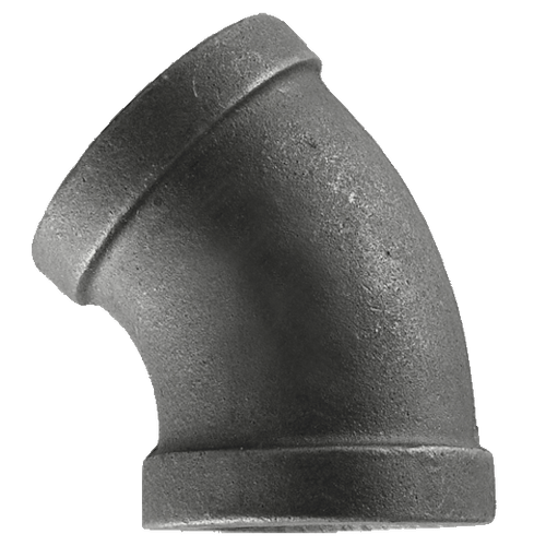 Pipe Fittings - 1-1/4" Class 150 Black Malleables Iron Pipe - 45 Degree Angle Elbow (5/Pkg.)
