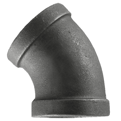 Pipe Fittings - 1/2" Class 150 Black Malleables Iron Pipe - 45 Degree Angle Elbow (10/Pkg.)