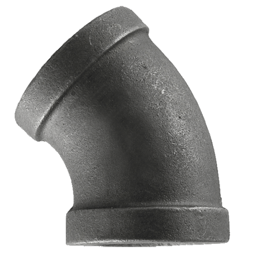 Pipe Fittings - 3/4" Class 150 Black Malleables Iron Pipe - 45 Degree Angle Elbow (10/Pkg.)