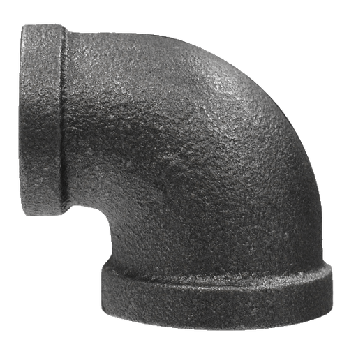 Pipe Fittings - 1/2" x 1/4" Class 150 C466 Black Malleables Iron Pipe - 90 Degree Angel Reducing Elbow (25/Pkg.)