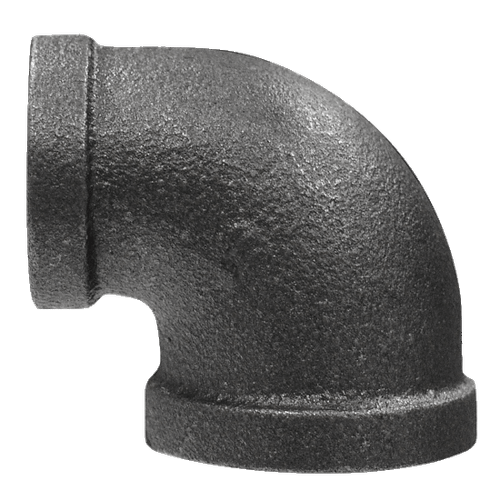Pipe Fittings - 1/2" x 3/8 Class 150 C466 Black Malleables Iron Pipe - 90 Degree Angel Reducing Elbow (10/Pkg.)