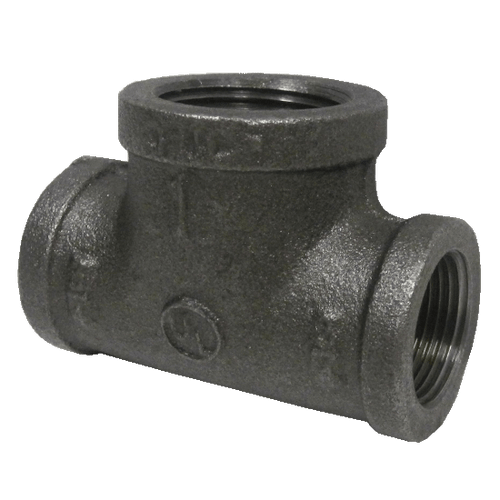 Pipe Fittings - 1-1/2" x 1-1/2" x 1-1/4" Class 150 Black Malleables Iron Pipe - Reducing Tee (5/Pkg.)