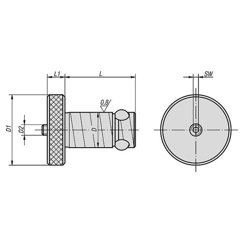 Kipp Locating Cylinder Ball Lock, D=16, L= 41.5 , Stainless Steel (Qty. 1), K1474.16025