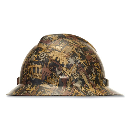 MSA V-Gard Hydro Dip Finish Slotted Cap/Hat Assembly, Fas-Trac III Suspension, Hat, Oilfield Camo, 1/EA #10204783