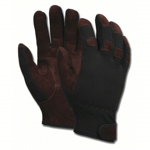 MCR Safety 920 Mechanics Economy Glove, Spandex/Leather, X-Large, Black/Brown, 12/PR #920XL