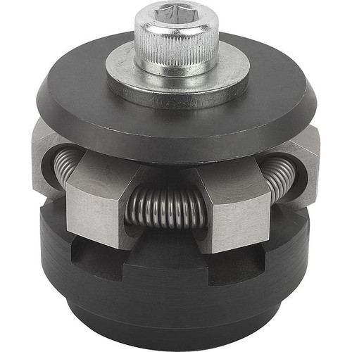 Kipp Centering Clamp w/Hexagonal Segments, Style B, D=14.5, D1=M04, D4=4.3, Hardened, Steel, Black Oxidized, (Qty. 1), K0358.201504