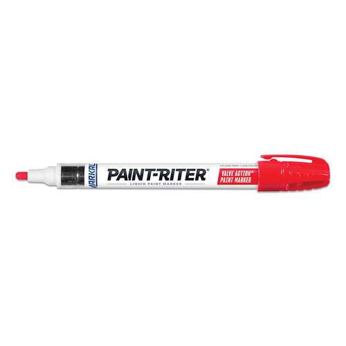 Markal Paint-Riter Valve Action Paint Marker, Red, 1/8 in, Tip, Medium, 1/EA #96822