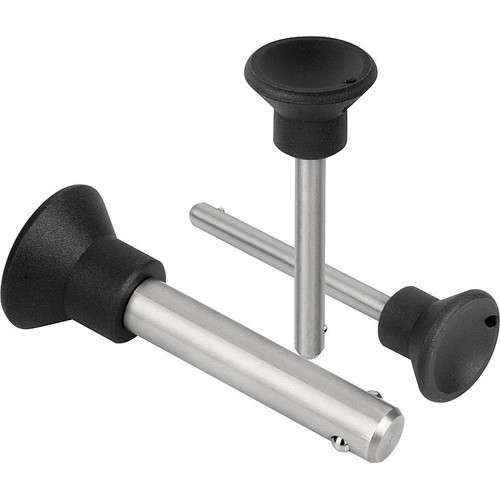 Kipp Locking Pin w/Mushroom Grip and Axal Lock, D1=6, L=10, Thermoplastic, (Qty. 1), K0365.2506010