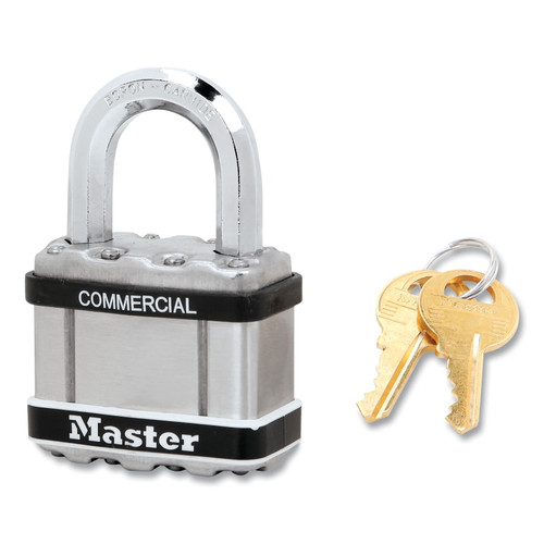 Master Lock Wide Commercial Magnum Laminated Steel Padlock, Alike-Keyed, No 2532, 1 in Shackle Height, 2 in Body Width, Silver, 6/EA #M5KASTS-0303