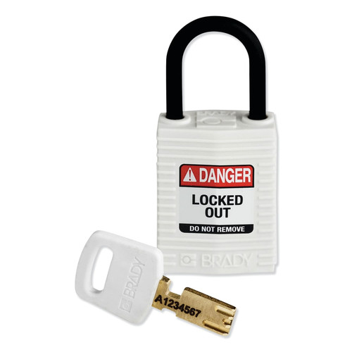 Brady SafeKey Compact Nylon Lockout Padlocks, 1/EA #CPT-WHT-25PL-KD