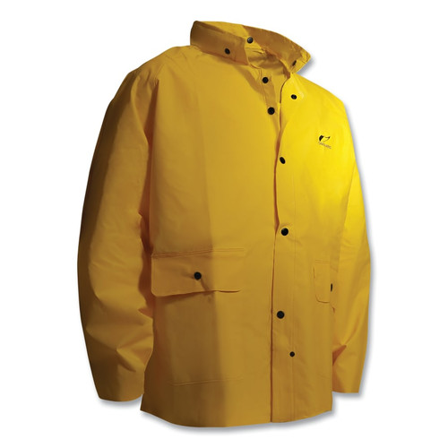 OnGuard Tuftex Rain Jacket, Hood Snaps, 0.30 mm Thick, PVC, Yellow, 2X-Large, 1/EA #7803200.2X