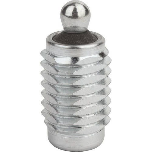 Kipp Lateral Spring Plungers, Spring Force, D=M18X1.5, w/Threaded Sleeve and Seal, Steel, (Qty. 1), K0371.3200X16