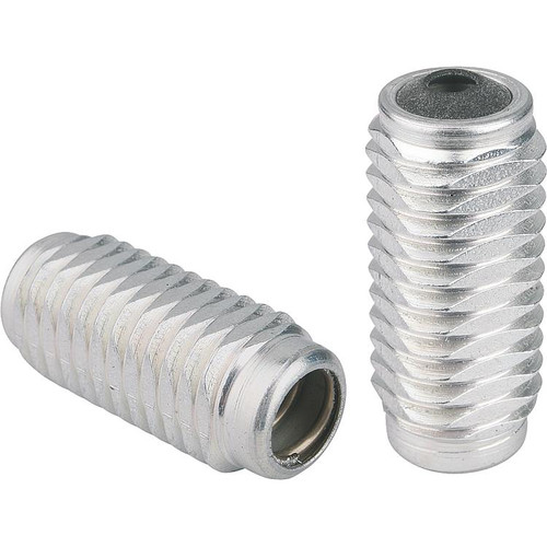 Kipp Lateral Spring Plungers, Spring Force, D=M12, L=11.5, w/Threaded Sleeve, w/o Thrust Pin, Style B, Steel, (Qty. 1), K0372.2075X12