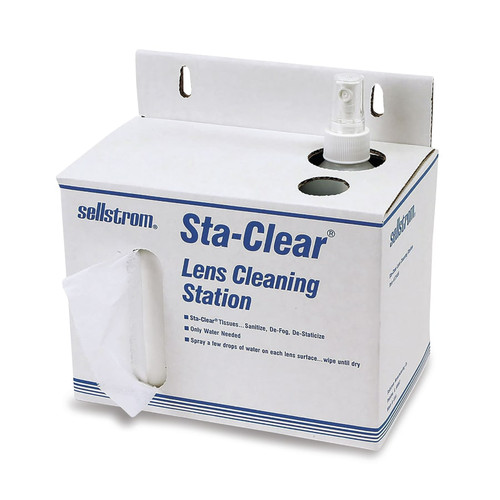 Sellstrom Sta-Clear Lens Cleaning Station, 10-1/2 in L x 4-1/2 in W, 1,000 Tissues Per Box, Spray Bottle, 1/EA  #S23469
