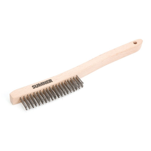 Sumner Steel Wire Scratch Brush, 13.8 in, 19 rows, Steel Bristle, Curved Wood Handle, 1/EA #781633