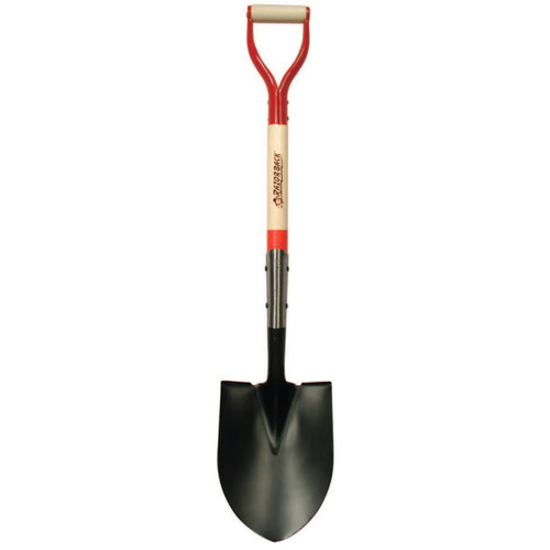 Razor-Back Round Point Shovel, 12 in L x 9.5 in W Blade, 30 in North American Hardwood Steel D-Grip Handle, Rolled Step, 1/EA #43201