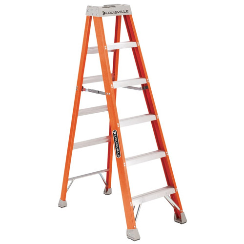 Louisville Ladder FS1500 Series Fiberglass Stepladder, 6 ft x 22-3/8 in W, 300 lb Capacity, 1/EA #FS1506