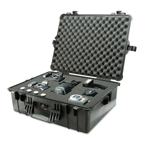 Pelican 1600 Large Protector Case, with Logo, 24.39 in L x 19.36 in W x 8.79 in D, Black, No Foam Included, 2/EA #1600-001-110