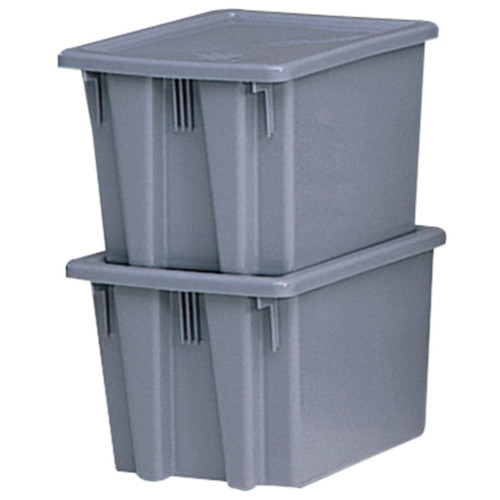 Rubbermaid Stack & Nest Palletote Boxes, 1.3 cu ft, 15-1/2 in x 19-1/2 in x 10 in, Gray, 1/EA #FG172100GRAY