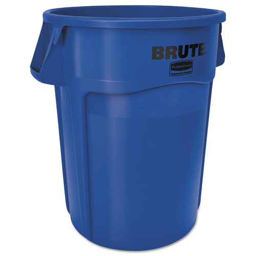 Rubbermaid BRUTE Round Containers without Lid, 32 gal, Heavy-Duty Plastic, Blue, 1/EA #FG263200BLUE