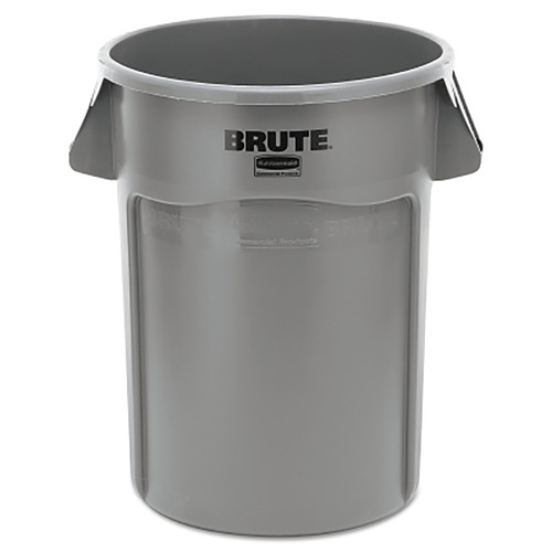 Rubbermaid BRUTE Round Containers without Lid, 44 gal, Heavy-Duty Plastic, Utility Waste, Gray, 1/EA #FG264360GRAY