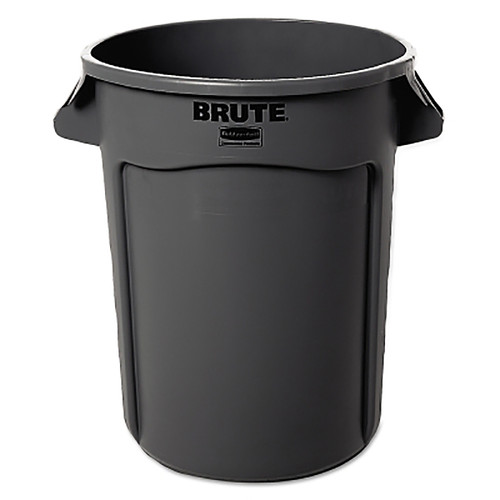 Rubbermaid BRUTE Round Container Without Lid, 32 gal, Heavy-Duty Plastic, Gray, 1/EA #FG263200GRAY