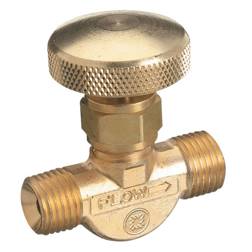 Western Enterprises Brass Body Valve for Non-Corrosive Gases, 3,000 psig, Inlet/Outlet 1/4 in NPT (M), 1 EA #211