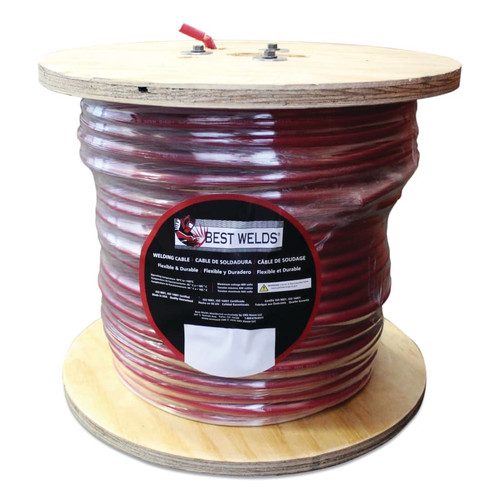 Best Welds Welding Cable, 1/0 AWG, 250 ft Reel, Red, 250 FT/RE #1/0-250-RED