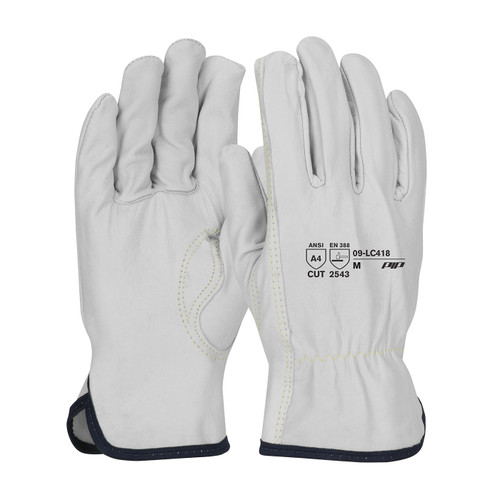 PIP Premium Grade Top Grain Goatskin Leather Drivers Glove with Aramid Blended Lining - Keystone Thumb, Medium, 12 Pairs #09-LC418/M