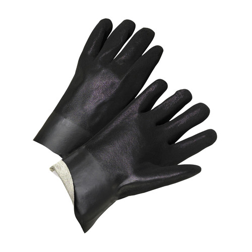 PIP PVC Dipped Glove with Interlock Liner and Rough Sandy Finish - 10" Length, Large, 12 Pairs #1017RF