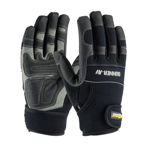 Maximum Safety AV Synthetic Leather Palm with Anti-Vibration Pads and PVC Grip - Wrist Strap, 2X-Large, 12 Pairs #120-4400/XXL