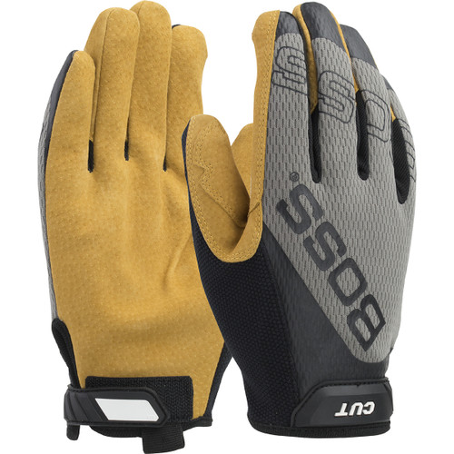 Boss Premium Pigskin Leather Palm with Mesh Fabric Back and Para-Aramid Cut Lining, 2X-Large, 1 Pair #120-MC1325T/XXL