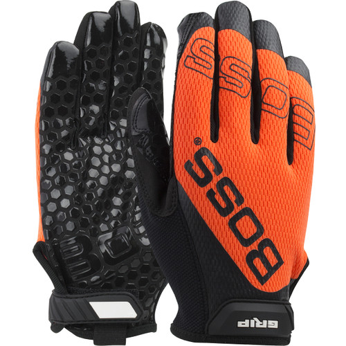 Boss Synthetic Microfiber Palm with Silicone Grip and Hi-Vis Mesh Fabric Back, 2X-Large, 1 Pair #120-MG1240T/XXL