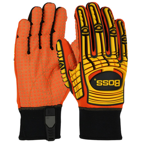 Boss Synthetic Leather Palm with PVC Dotted Grip and Spandex Back - TPR Impact Protection, Large, 6 Pairs #120-MP2110/L