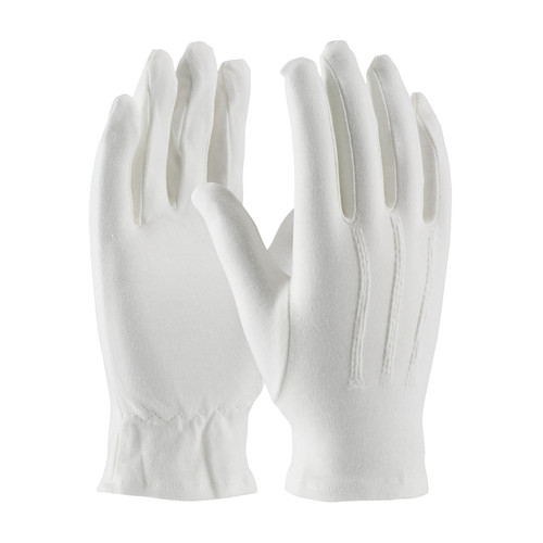 Cabaret 100% Cotton Dress Glove with Raised Stitching on Back - Open Cuff, Medium, 12 Pairs #130-100WM/M