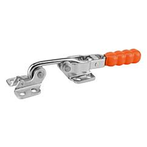 Kipp Toggle Hook Clamp, Horizontal w/Fixed Jaw, F1=3000, Galvanized and Passivated, Steel, Orange Plastic (Qty. 1), K0079.0270 Kipp Toggle Hook Clamp, Horizontal w/Fixed Jaw, F1=3000, Galvanized and Passivated, Steel, Orange Plastic (Qty. 1), K0079.0270