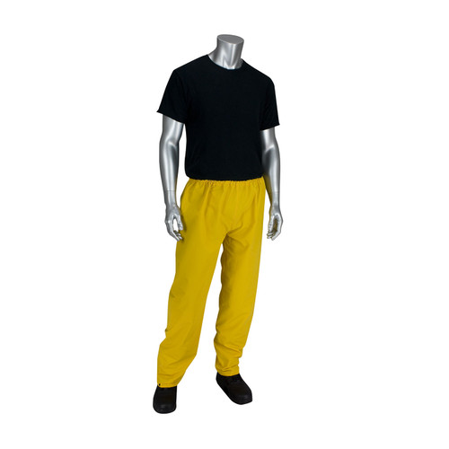 Base35 Premium Elastic Rain Pants, 0.35 mm, PVC/Polyester, Yellow, 2X-Large, 1 EA #201-350P/2X