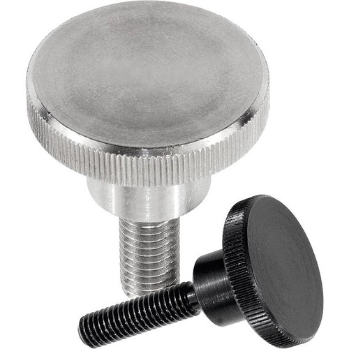 Kipp Knurled Thumb Screw, DIN464, D=M10X30, D1=36, H=23, Free-Cutting Steel, Black Oxidized (10/Pkg.), K0140.10X30 Kipp Knurled Thumb Screw, DIN464, D=M10X30, D1=36, H=23, Free-Cutting Steel, Black Oxidized (10/Pkg.), K0140.10X30