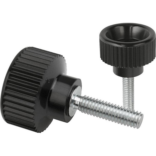 Kipp Knurled Screw, D=M05X10, D1=20, H=14.5, Thermoset, Steel (10/Pkg.), K0141.05X10