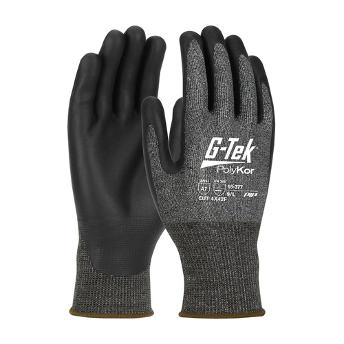 G-Tek PolyKor X7 Seamless Knit PolyKor X7 Blended Glove with NeoFoam Coated Palm & Fingers, Touchscreen Compatible, Black, 2X-Large, 12 Pairs #16-377/XXL