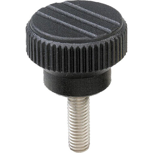 Kipp Knurled Knob, Size 0, D=M03X10, H=11.5, Stainless, Thermoplastic, Black (10/Pkg.), K0110.0003X10