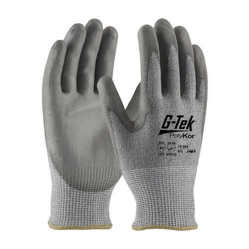 G-Tek PolyKor Industry Grade Seamless Knit PolyKor Blended Glove with Polyurethane Coated Flat Grip on Palm & Fingers, Gray, Medium, 12 Pairs #16-564/M G-Tek PolyKor Industry Grade Seamless Knit PolyKor Blended Glove with Polyurethane Coated Flat Grip on Palm & Fingers, Gray, Medium, 12 Pairs #16-564/M