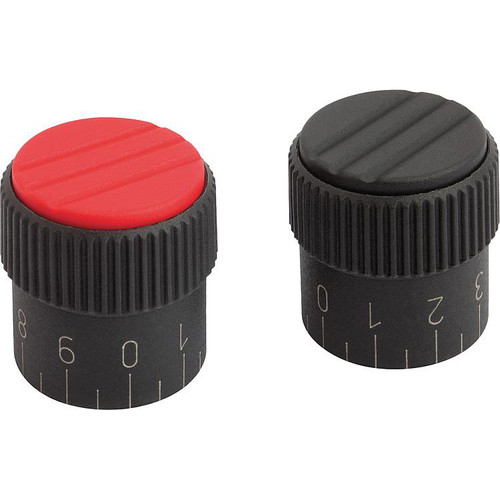 Kipp Knurled Knob, w/Standard Scale, Size 1 , Form C, D=5, D1=21, H=22, Thermoplastic, Traffic Red, (Qty. 1), K0248.31056