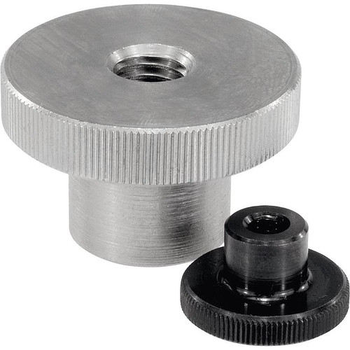 Kipp Knurled Nut, High Style, D=M04, D1=16, H=9.5, Free-Cutting Steel, Black Oxidized, (10/Pkg.), K0143.04 Kipp Knurled Nut, High Style, D=M04, D1=16, H=9.5, Free-Cutting Steel, Black Oxidized, (10/Pkg.), K0143.04