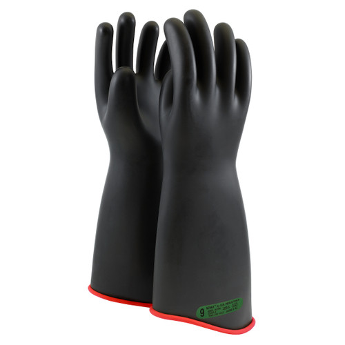 Novax Class 3 Rubber Insulating Glove with Contour Cuff, 18" Length, Black, Size 10, 1 Pair #162-3-18/10