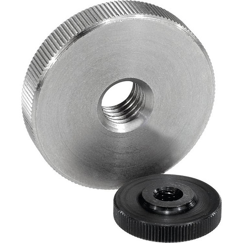 Kipp Knurled Nut, Flat, D=M04, D1=16, H=4, Stainless Steel, Bright, (10/Pkg.), K0144.042