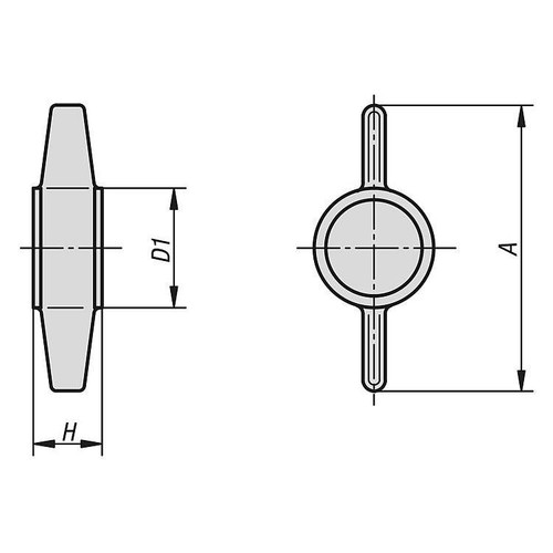 Kipp Wing Grip Screw w/Hexagon Socket, For M06, H=8, A=30, Thermoplastic, Black (10/Pkg.), K0681.060