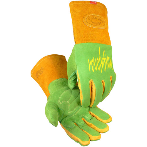 Caiman Premium Wasabi Green Split Deerskin MIG/Stick Welder's Glove with FR Foam/Fleece Insulation, Green, X-Large, 6 Pairs #1816-6