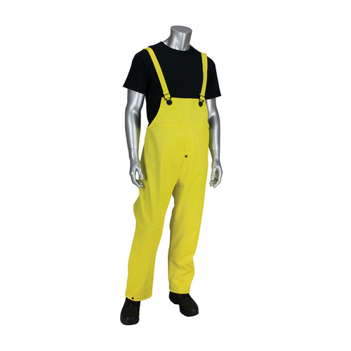 Flex Ribbed PVC Bib Overalls, 0.65 mm, PVC/Polyester, Yellow, Large, 1 EA #201-650B/L